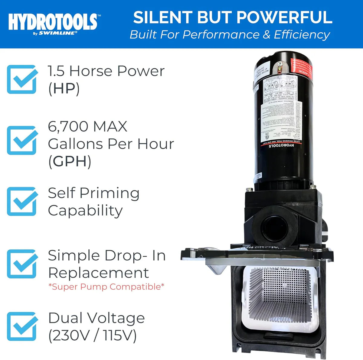 Hydro Super Flow 1.5 HP In-Ground Pool Pump (Super Pump Replacement)