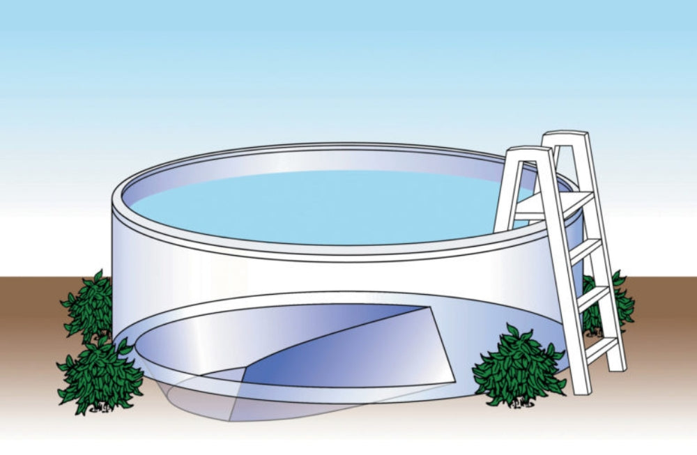 12' x 24' Oval Silver Interlude 8" Premium Resin Frame Saltwater Friendly Semi In-Ground Pool with In-Step & Bundle | 52"