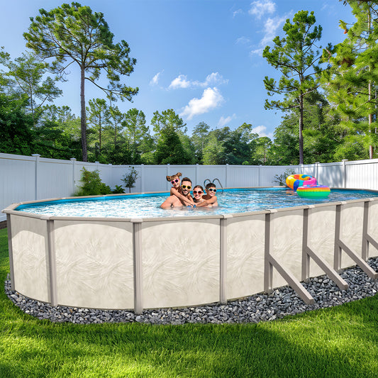 15' x 30' x 54" Oval Above Ground  Braced Resin Hybrid Salt RTR Pool w/Standard Size In-Wall Skimmer