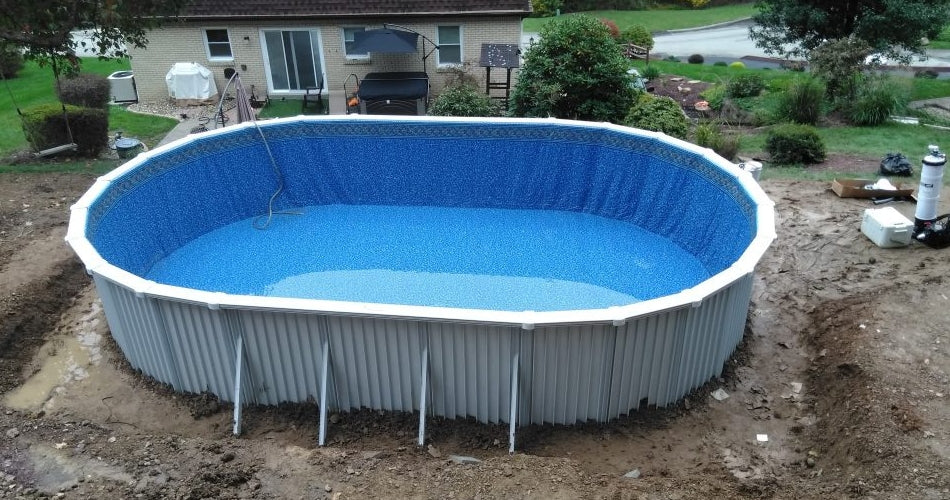 21' Round Saltwater Aquasports Aluminum Panel Semi-Inground Round Combo Pool & Bundle | 52"