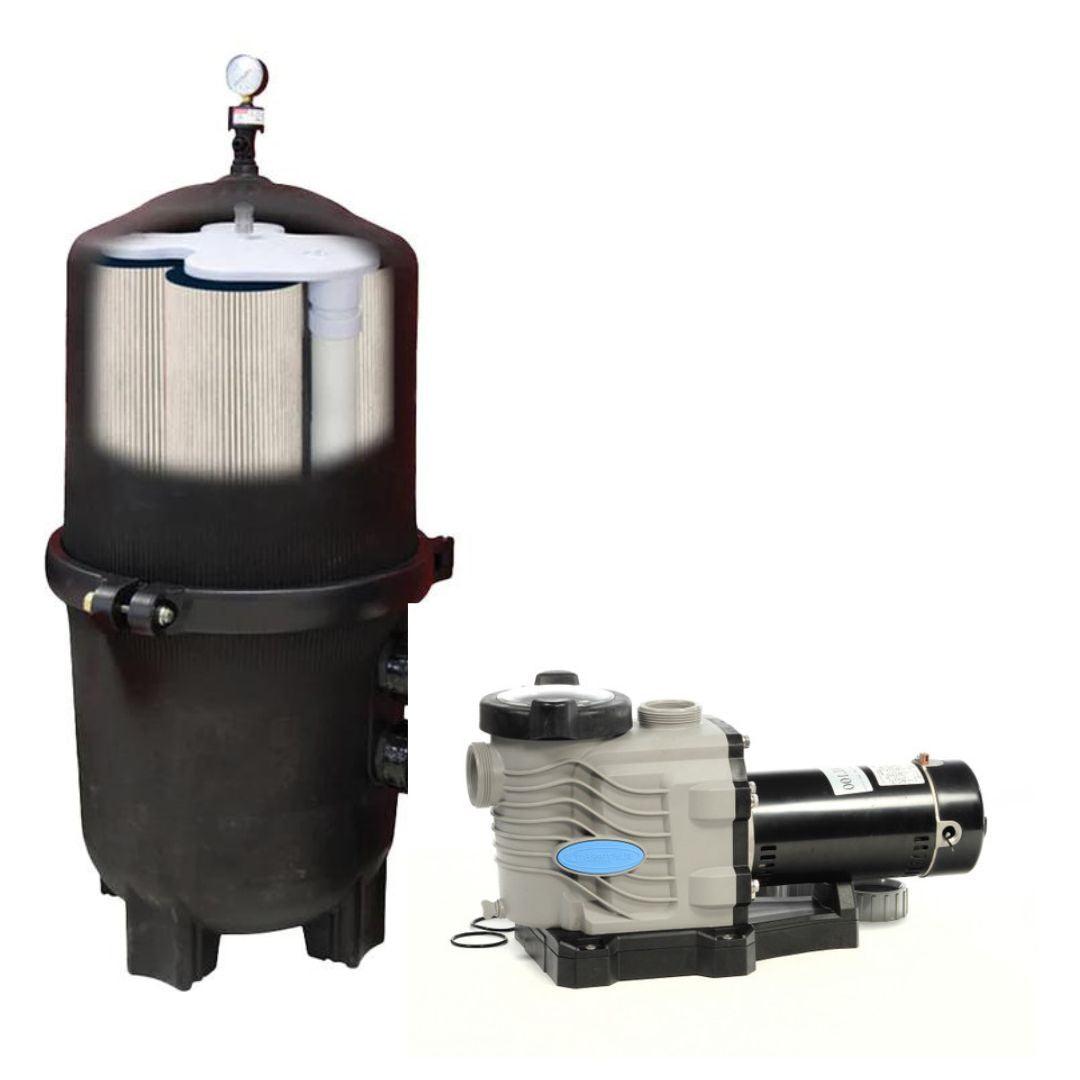 425 Sq. Ft. Black Diamond Pressure Cartridge Filter with 1.5 HP Blue Torrent Hi Speed Pump