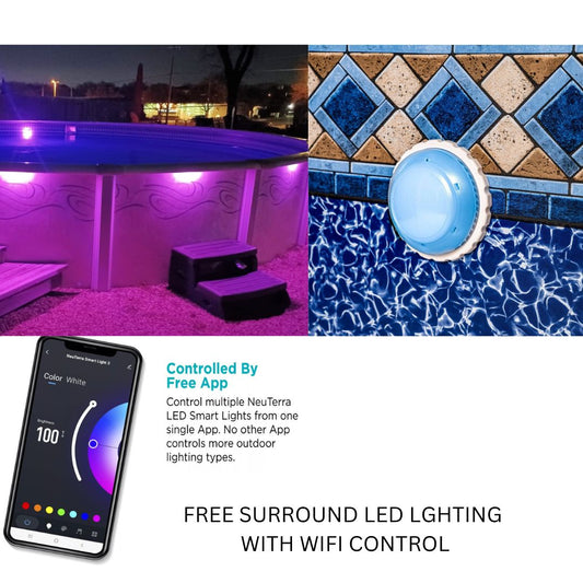 Above Ground Pool - 24' x 54" Round Above Ground Resin Downtowner Pool with FREE Surround LED Lighting